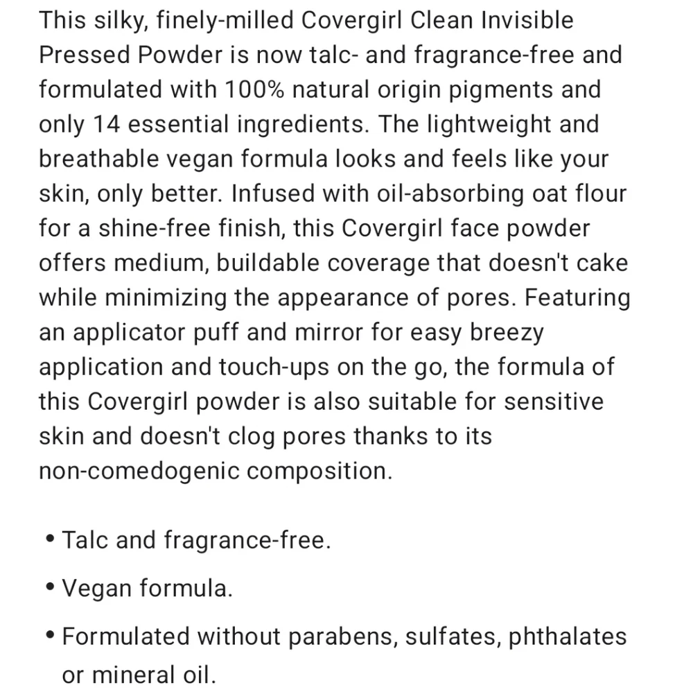 ⭐4/$15 Covergirl Clean Invisible Pressed Powder Ivory